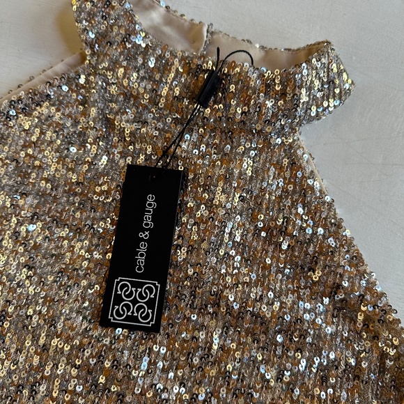 NWT Cable & Gauge Silver Sequin Halter Neck Top - Picture 4 of 8